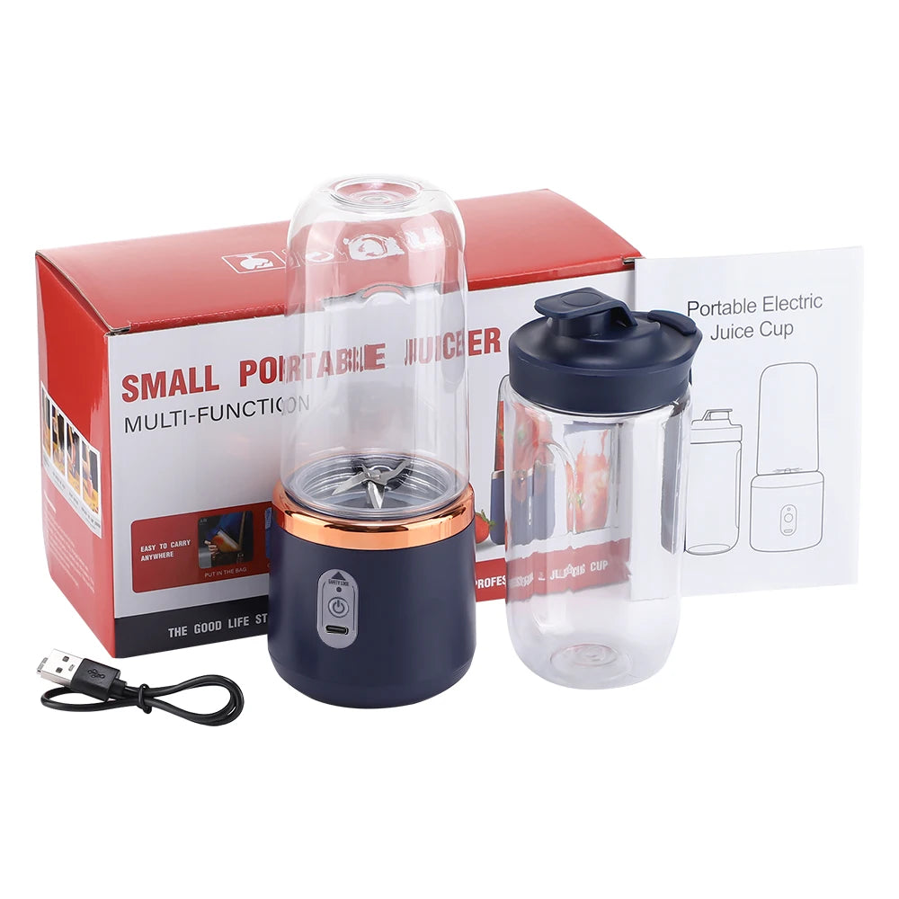 Portable Electric Blender Bottle – 6 Blades, 400 ml Cups