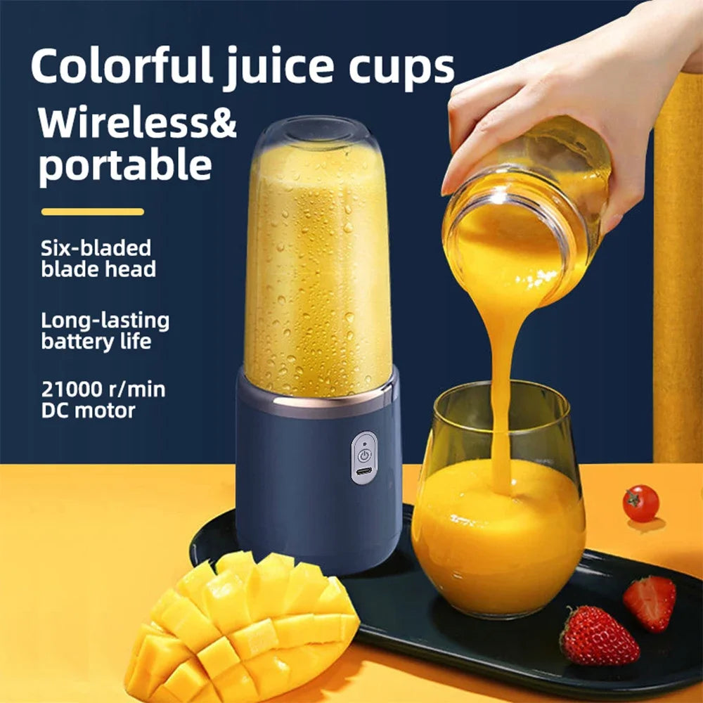 Portable Electric Blender Bottle – 6 Blades, 400 ml Cups